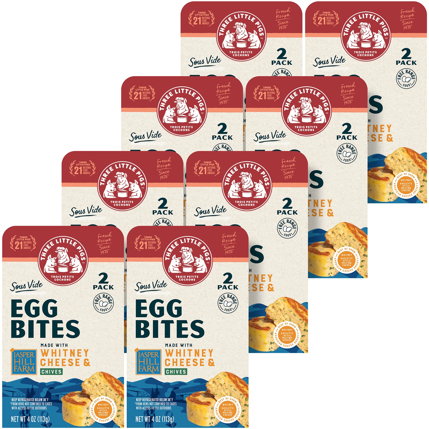 Three Little Pigs Sous-Vide Egg Bites, Whitney Cheese & Chives