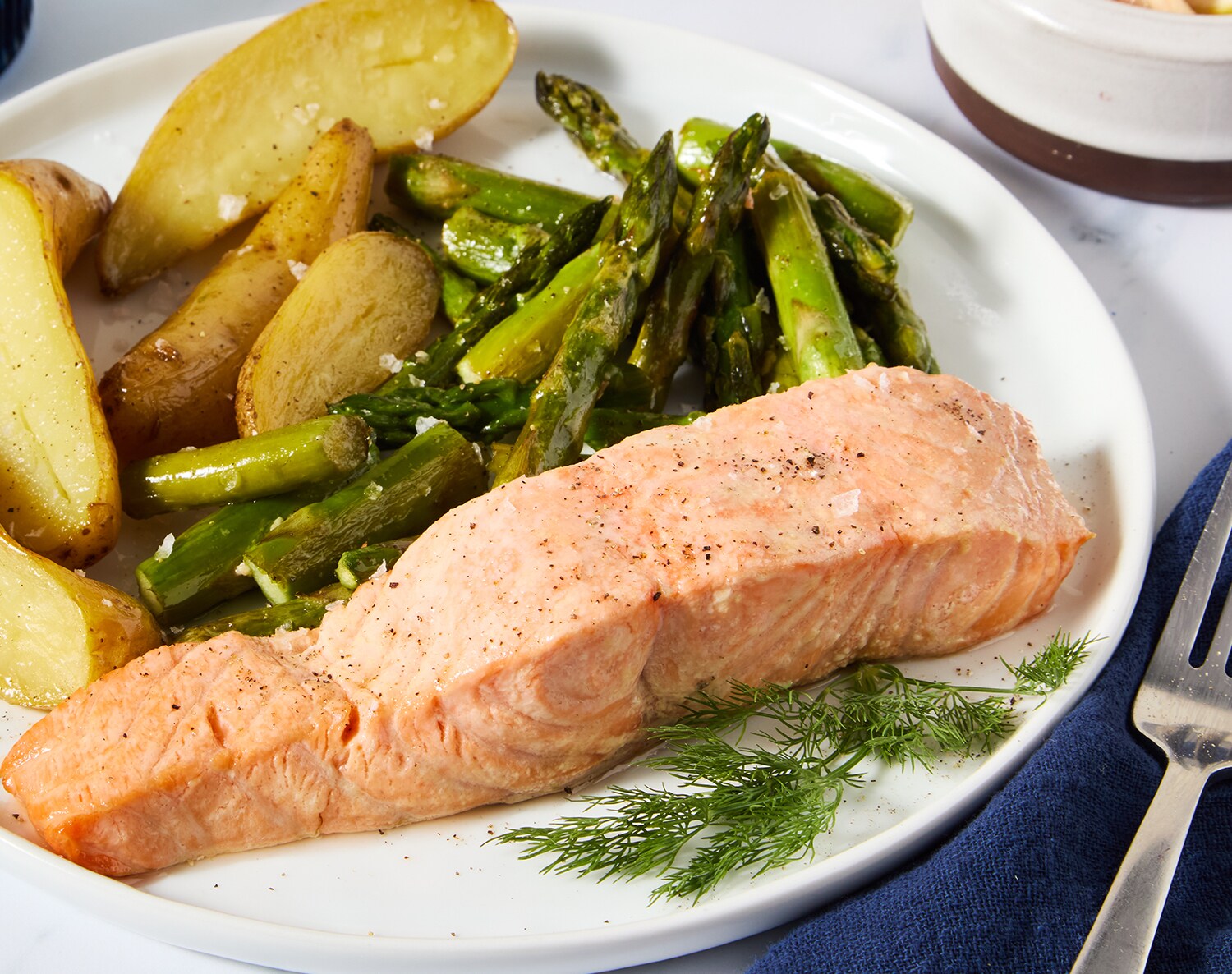 FreshDirect Salmon with Asparagus & Potatoes, Single Serving Meal, image 1 of 2 slides