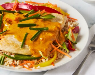 FreshDirect Massaman Chicken Curry with Rice & Vegetables, Single Serving Meal