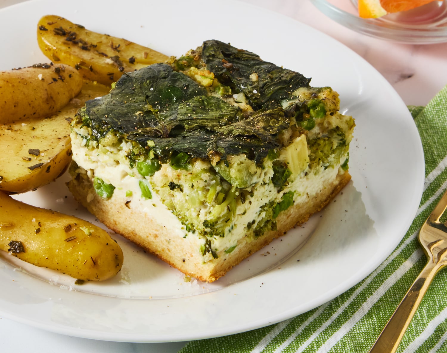 FreshDirect Green Veggie Egg White Frittata with Fingerling Potatoes, Single Serving Meal, image 1 of 2 slides