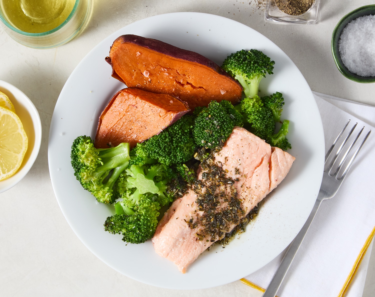 FreshDirect Salmon with Sweet Potatoes and Broccoli, Single Serving Meal, image 2 of 2 slides
