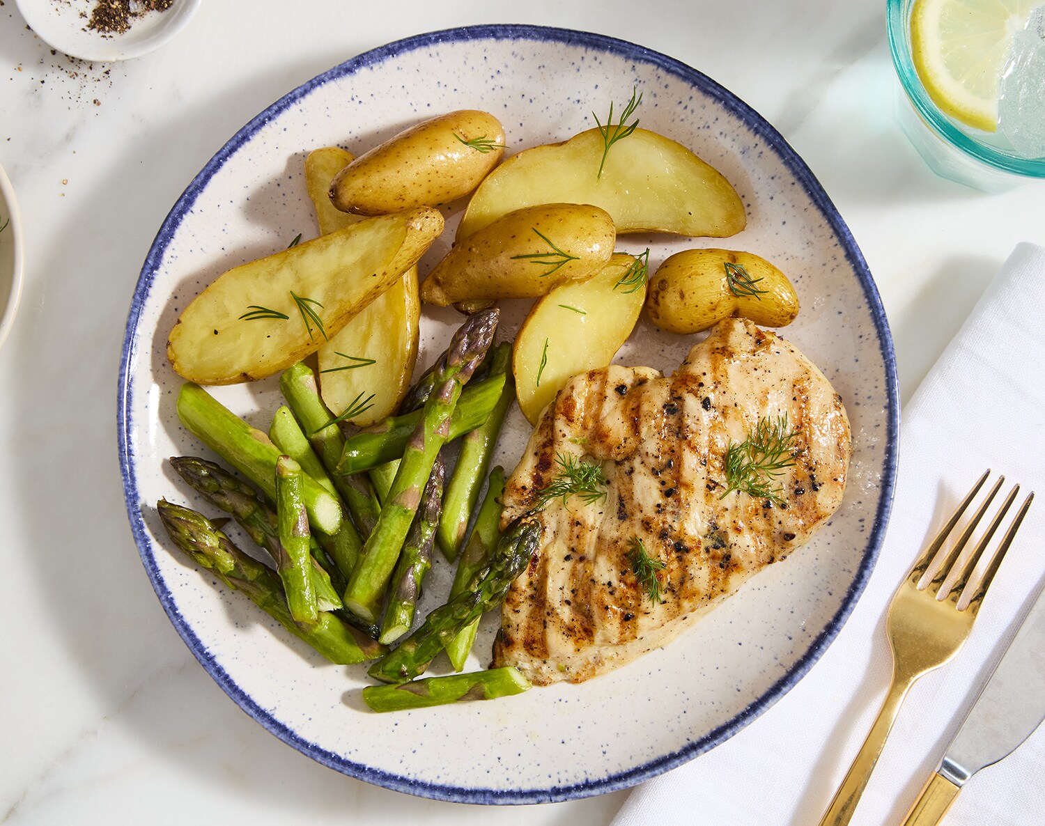 FreshDirect Grilled Chicken with Potatoes & Asparagus, Single Serving Meal, image 2 of 2 slides