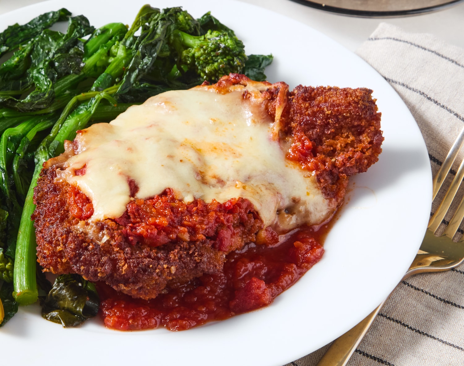 FreshDirect Chicken Parmesan with Garlic-Chili Broccoli Rabe 