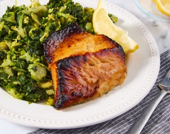 FreshDirect Miso Black Cod with Shredded Kale and Brussels Sprouts