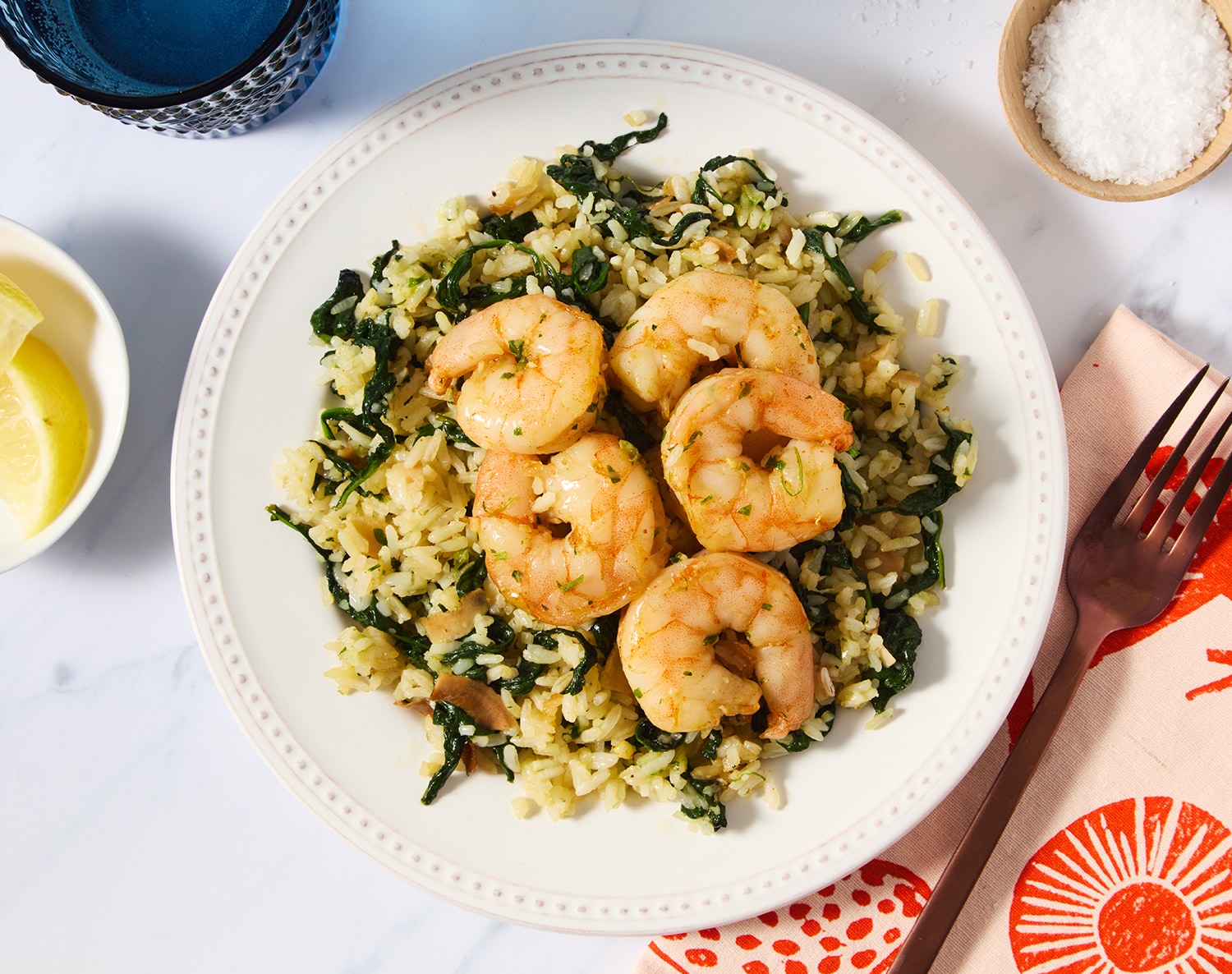 FreshDirect Hawaiian Style Garlic Butter Shrimp with Spinach-Coconut Rice, image 2 of 2 slides