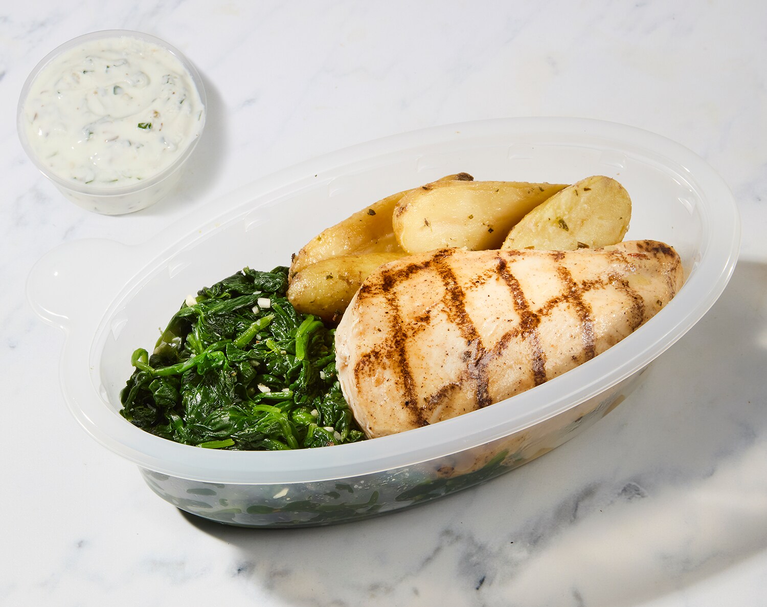 FreshDirect Chicken with Potatoes, Spinach & Tzatziki, Single Serving Meal, image 2 of 2 slides