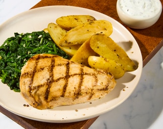 FreshDirect Chicken with Potatoes, Spinach & Tzatziki, Single Serving Meal