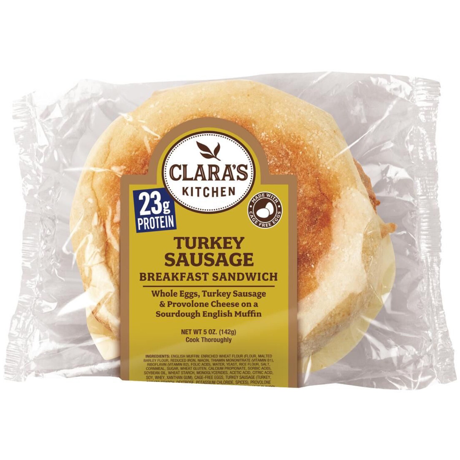 Clara's Kitchen Breakfast Sandwich, Egg and Turkey Sausage, Frozen
