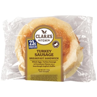 Clara's Kitchen Breakfast Sandwich, Egg and Turkey Sausage, Frozen
