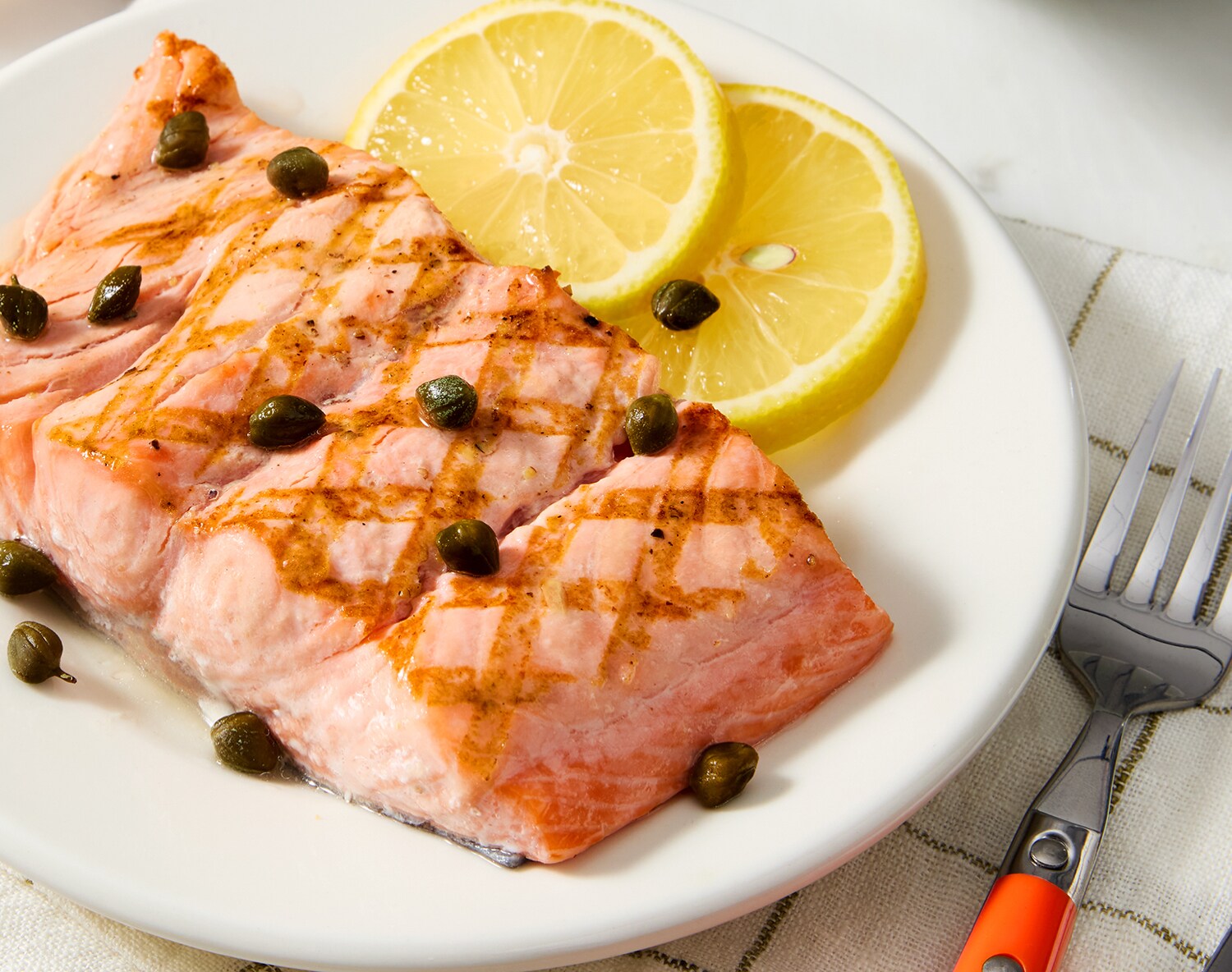 FreshDirect Salmon with Lemon and Capers, Char-Marked and Uncooked