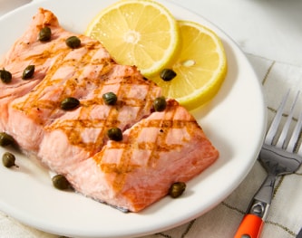 FreshDirect Salmon with Lemon and Capers, Char-Marked and Uncooked