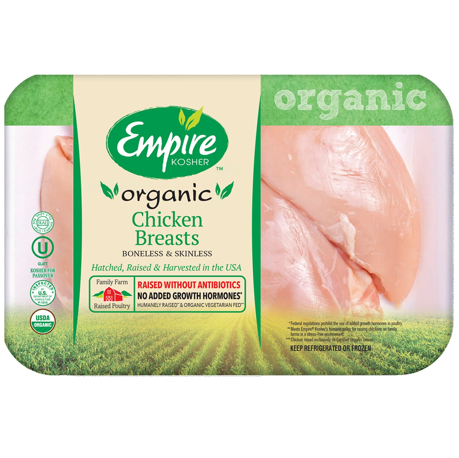 Empire Kosher Organic Chicken Breasts, Boneless and Skinless 