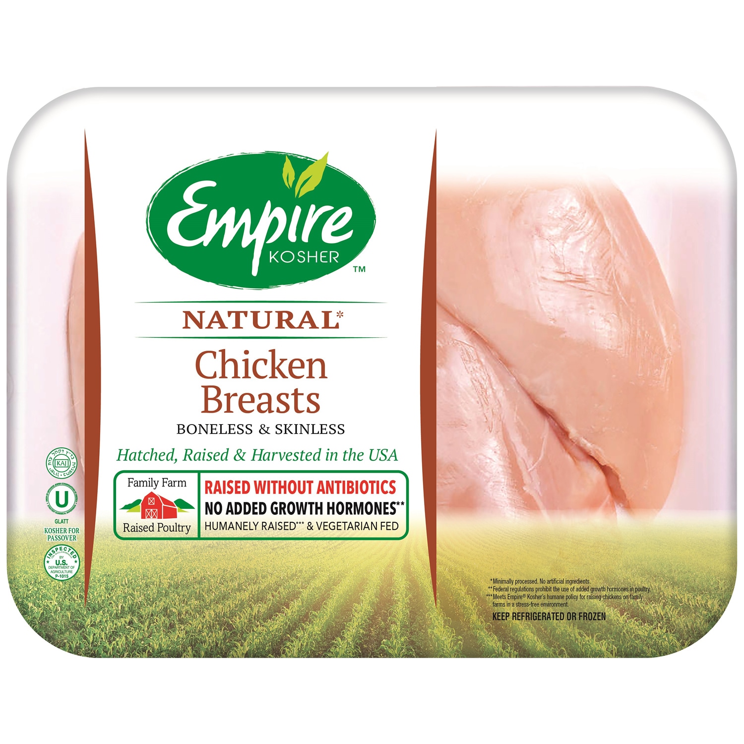 Empire Kosher Chicken Breasts, Boneless and Skinless, Raised w/o Antibiotics