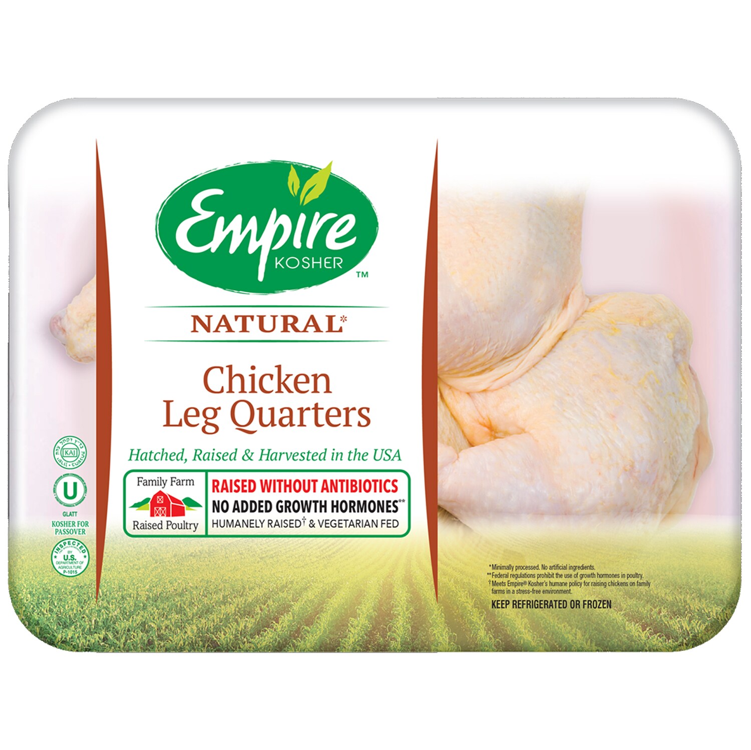 Empire Kosher Chicken Leg Quarters, Raised w/o Antibiotics