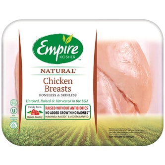 Empire Kosher Chicken Breasts, Boneless and Skinless, Raised w/o Antibiotics