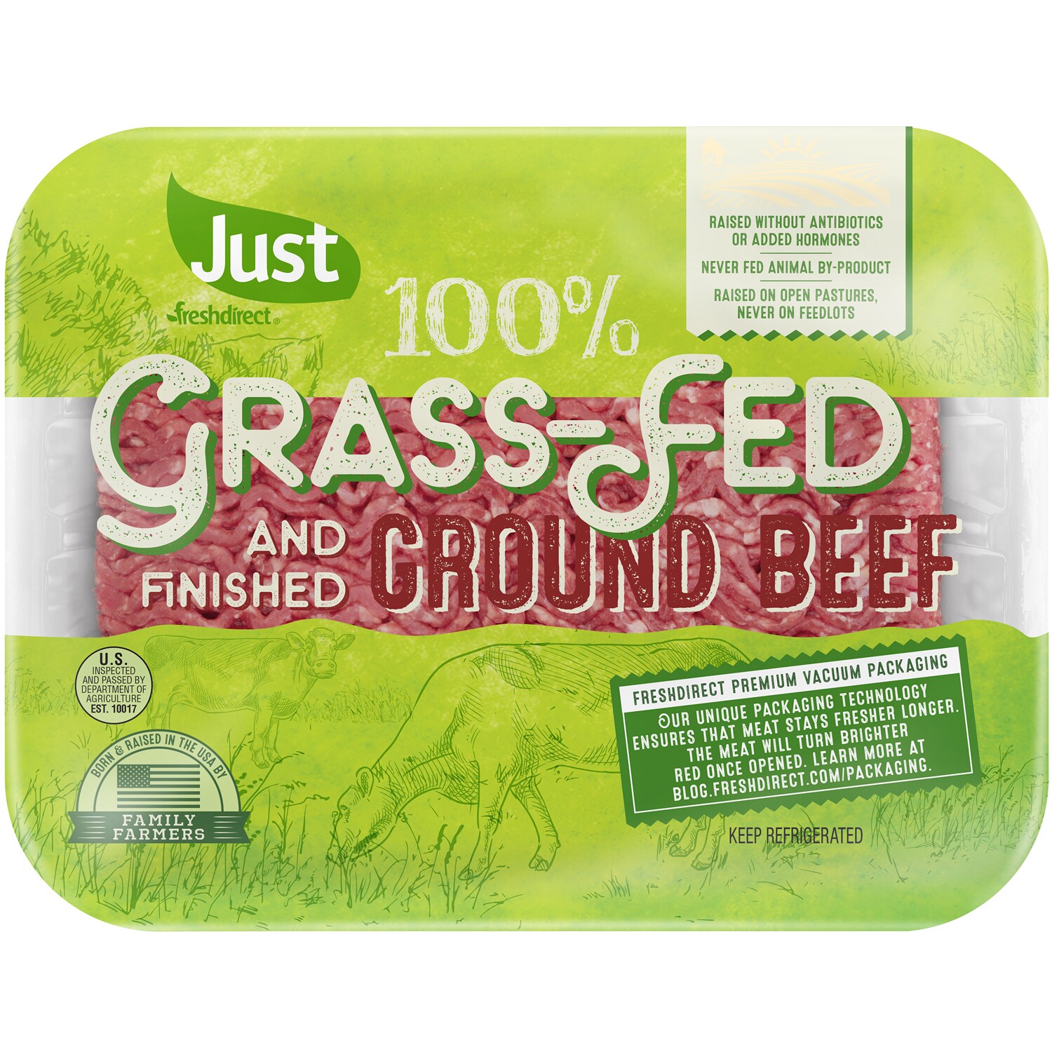 Just FreshDirect 100% Grass-Fed 90% Lean Ground Beef, Fresh