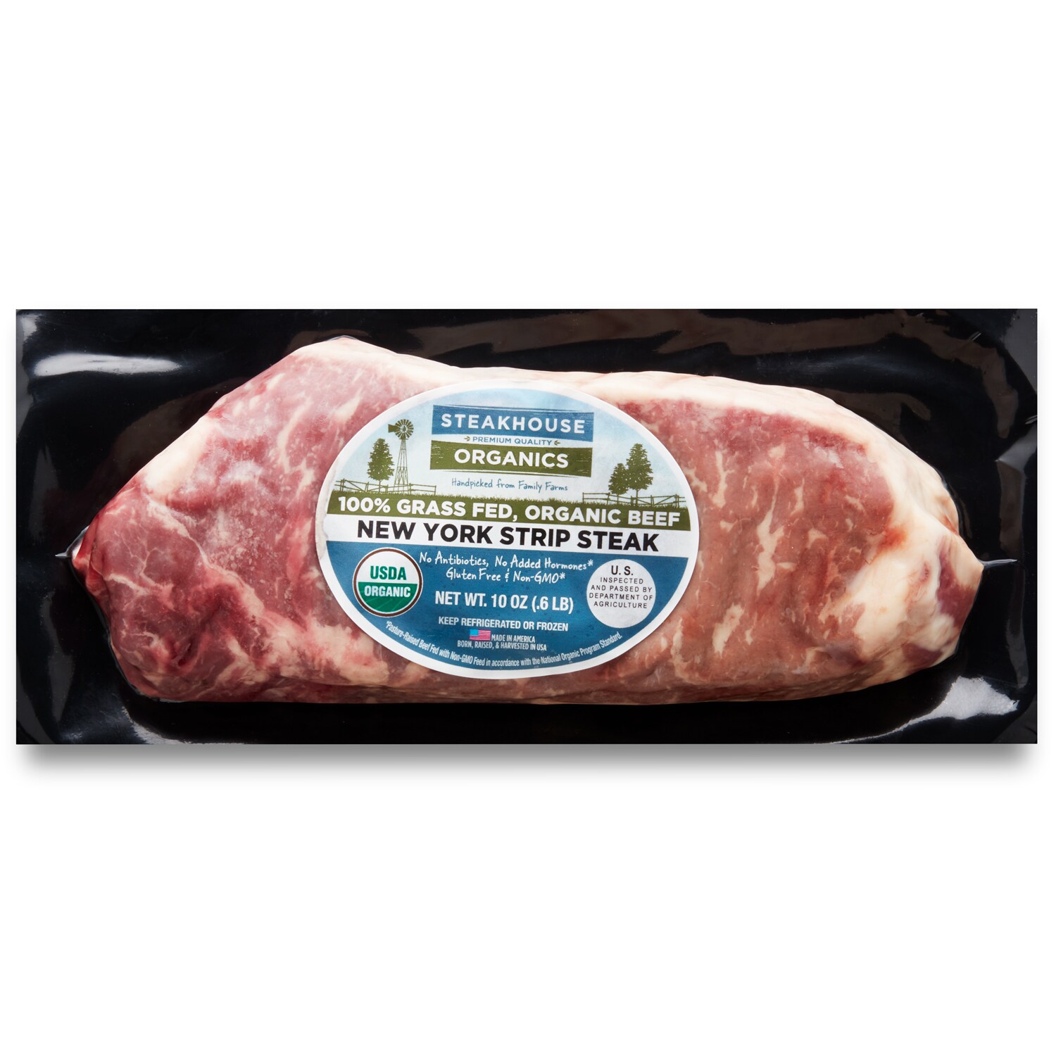Organic Grass-Fed NY Strip Steak, Frozen