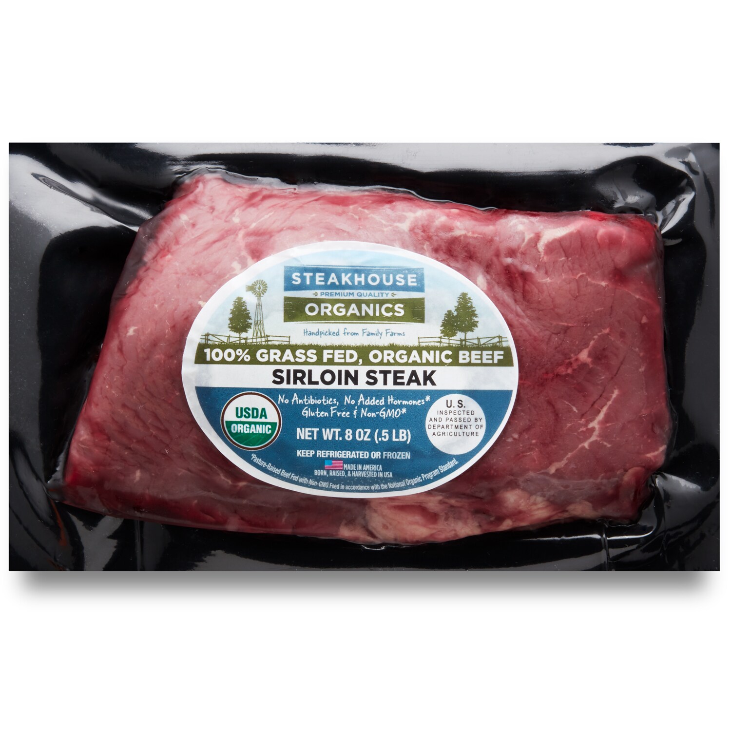 Organic Grass-Fed Sirloin Steak, Frozen