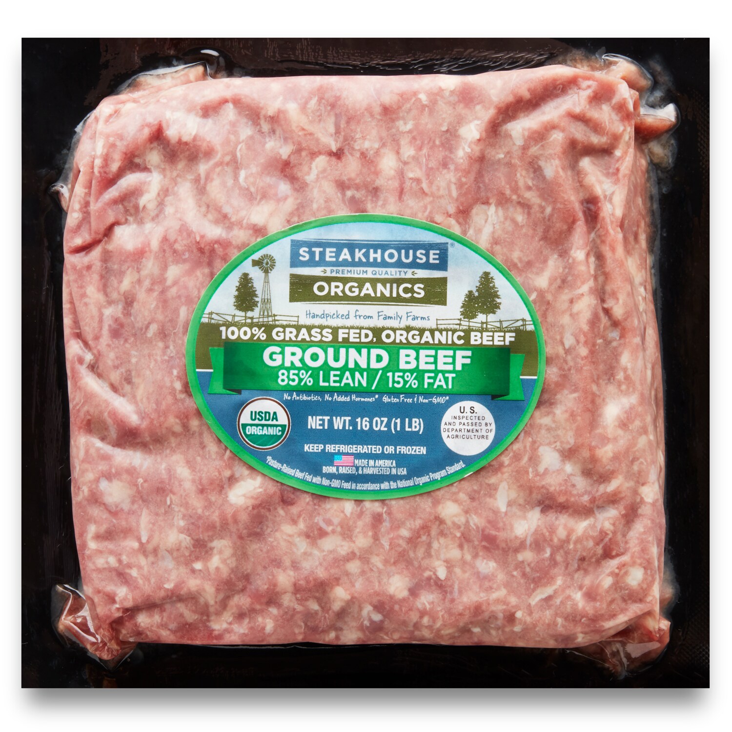 Organic Grass-Fed 85% Lean Ground Beef, Frozen