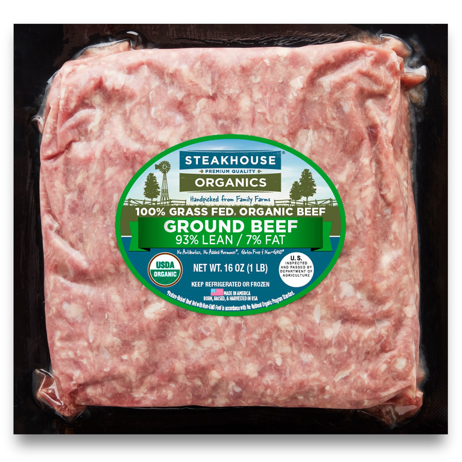 Organic Grass-Fed 93% Lean Ground Beef, Frozen