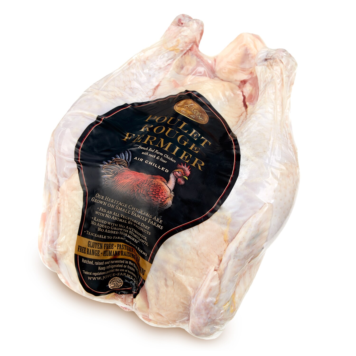 Poulet Rouge Heritage Air-Chilled Whole Chicken, Raised w/o Antibiotics, Fresh