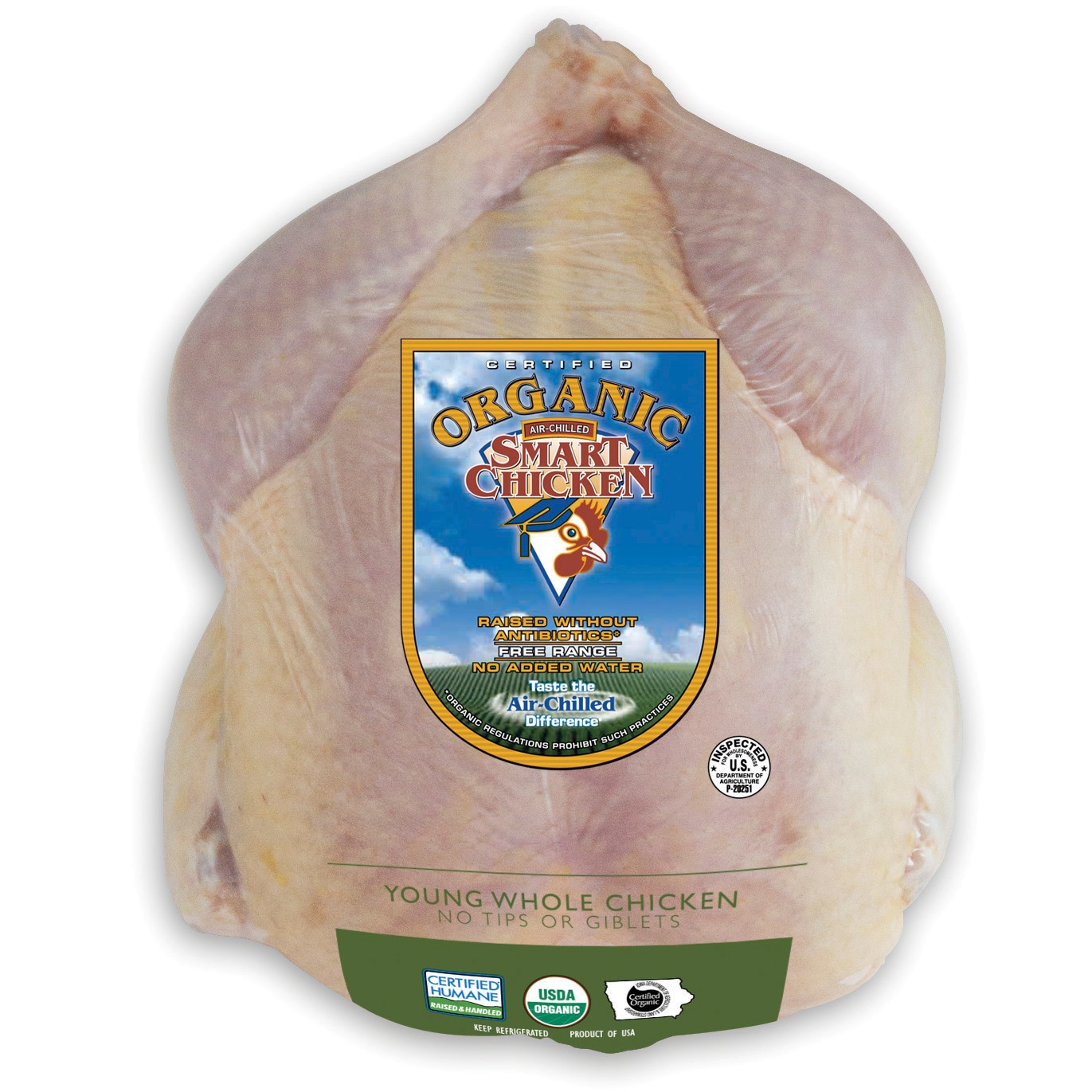 Smart Chicken Organic Whole Chicken, Air-Chilled 
