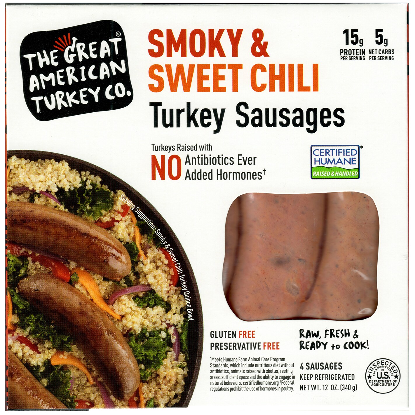 The Great American Turkey Co. Smoky & Sweet Chili Turkey Sausage, Raised w/o Antibiotics