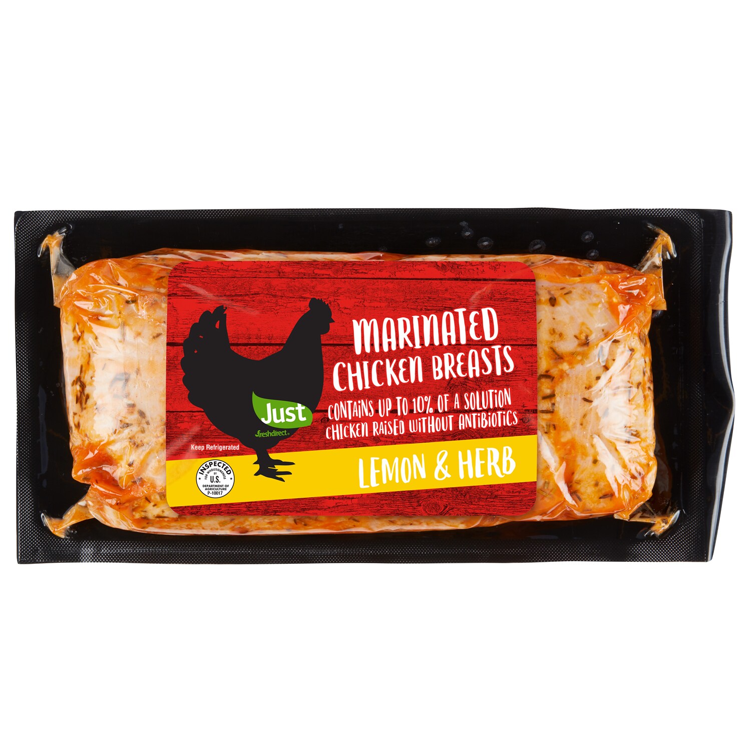 Just FreshDirect Lemon Herb Boneless Skinless Chicken Breasts, Raised w/o Antibiotics, Uncooked