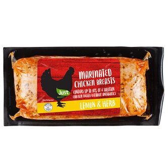 Just FreshDirect Lemon Herb Boneless Skinless Chicken Breasts, Raised w/o Antibiotics, Uncooked