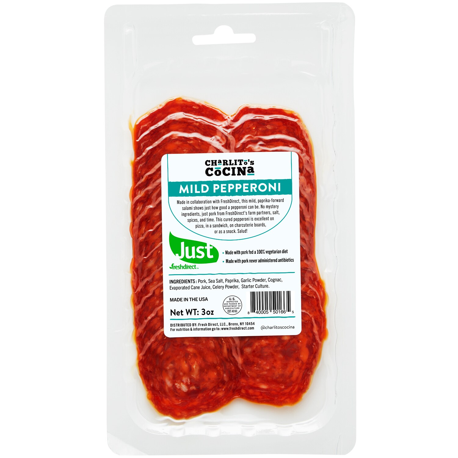 Just FreshDirect by Charlito's Cocina Uncured Heritage Pork Mild Pepperoni