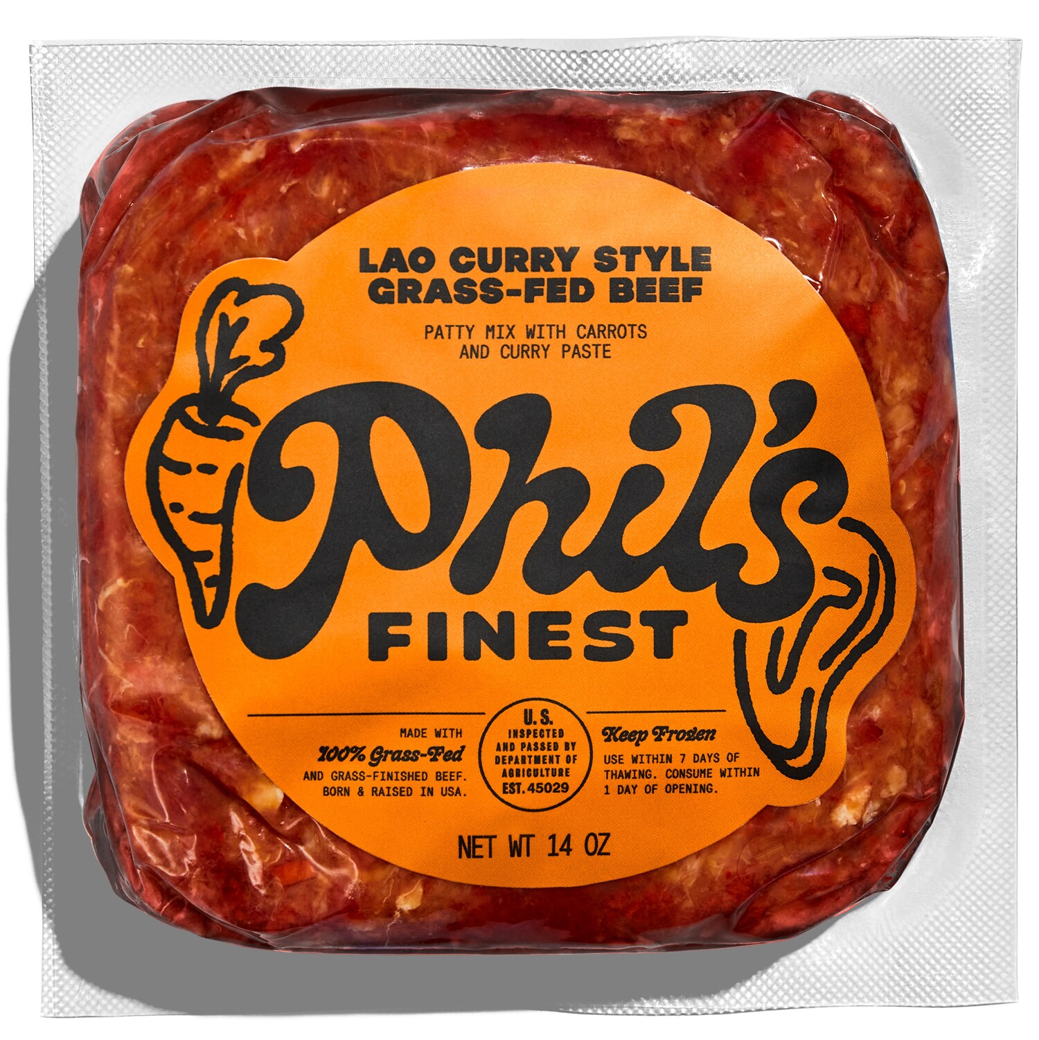 Phil's Finest Lao Curry Carrot and Ground Beef Blend, Frozen 
