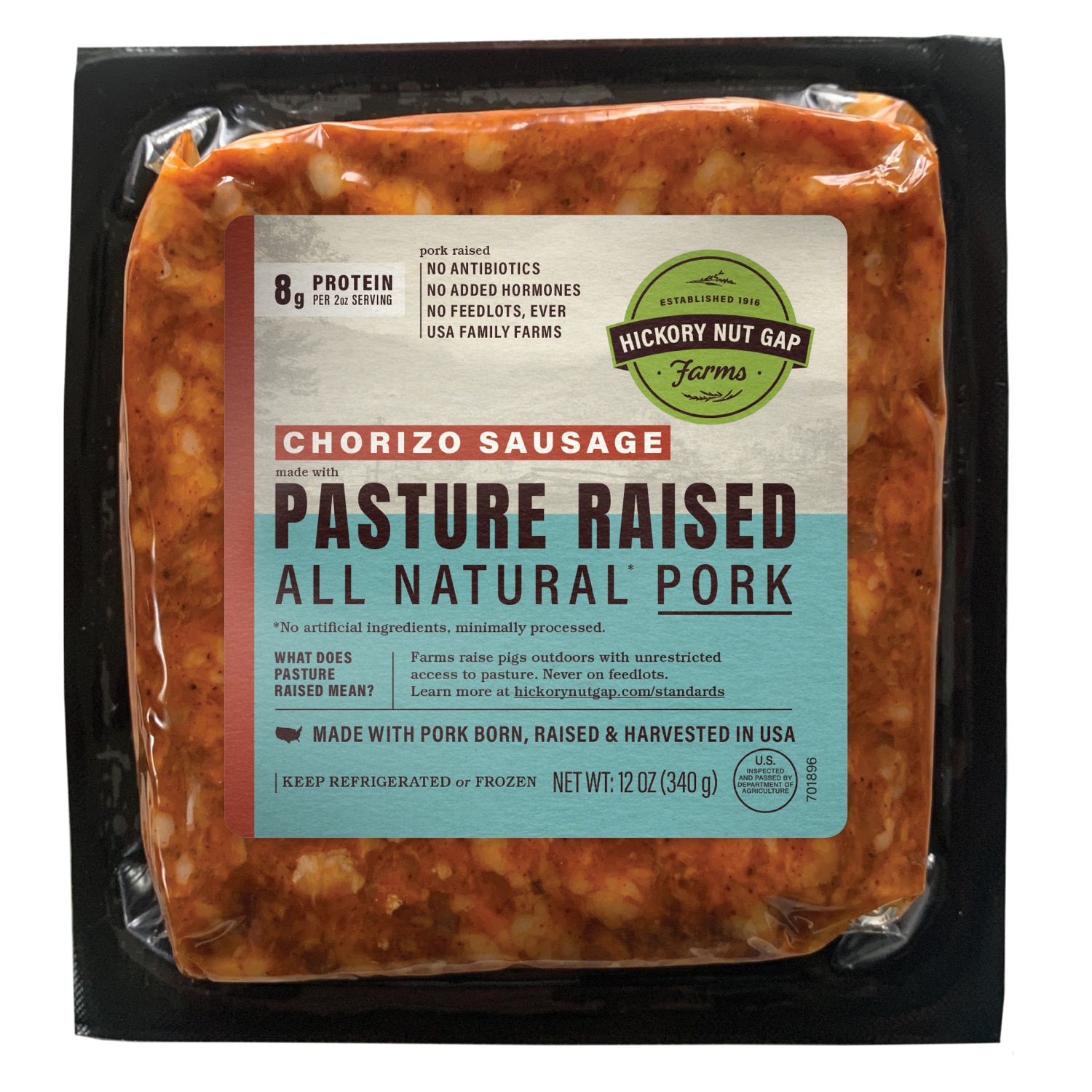 Hickory Nut Gap Pasture-Raised Heritage Ground Pork Chorizo, Non-GMO, Raised w/o Antibiotics