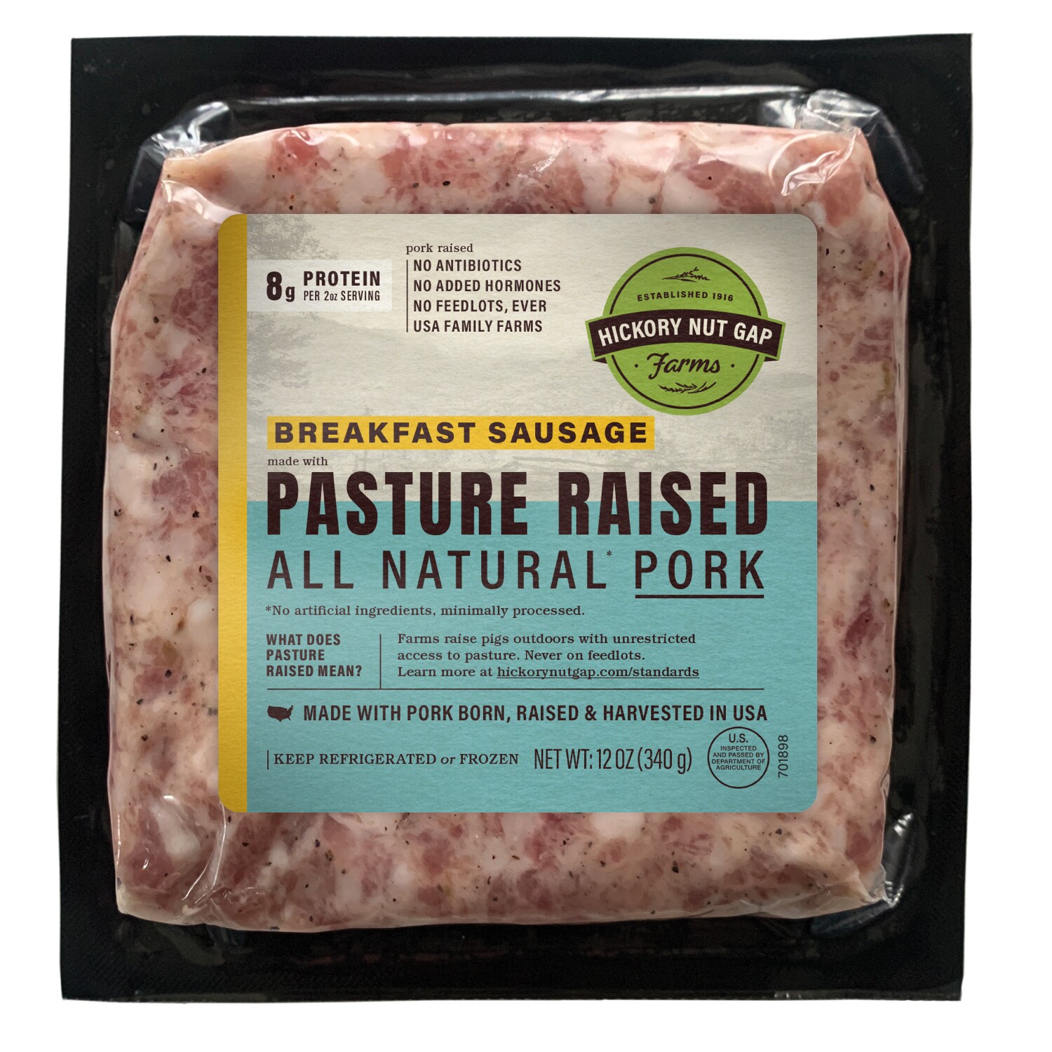 Hickory Nut Gap Pasture-Raised Heritage Ground Pork Breakfast Sausage, Non-GMO, Raised w/o Antibiotics