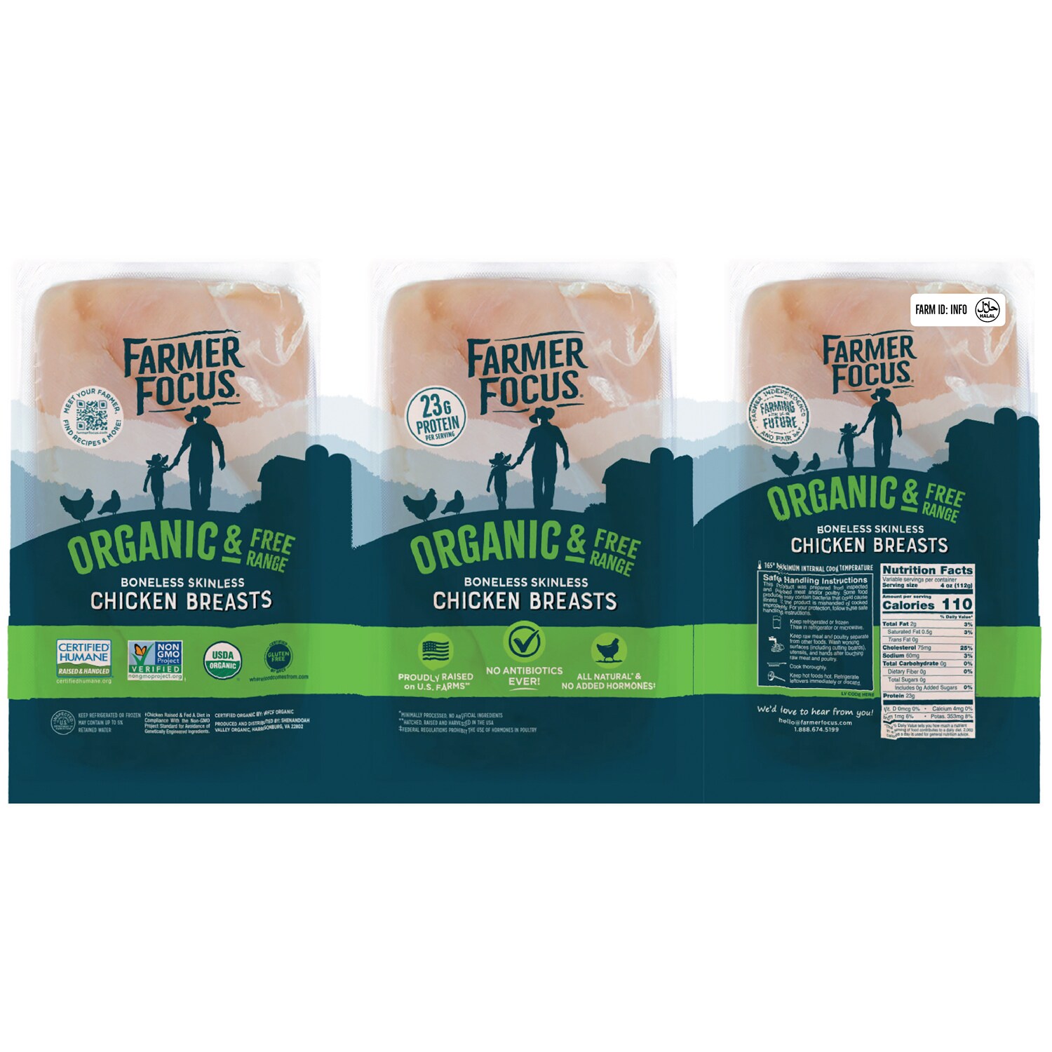 Farmer Focus Organic Boneless Skinless Chicken Breast, Value Pack