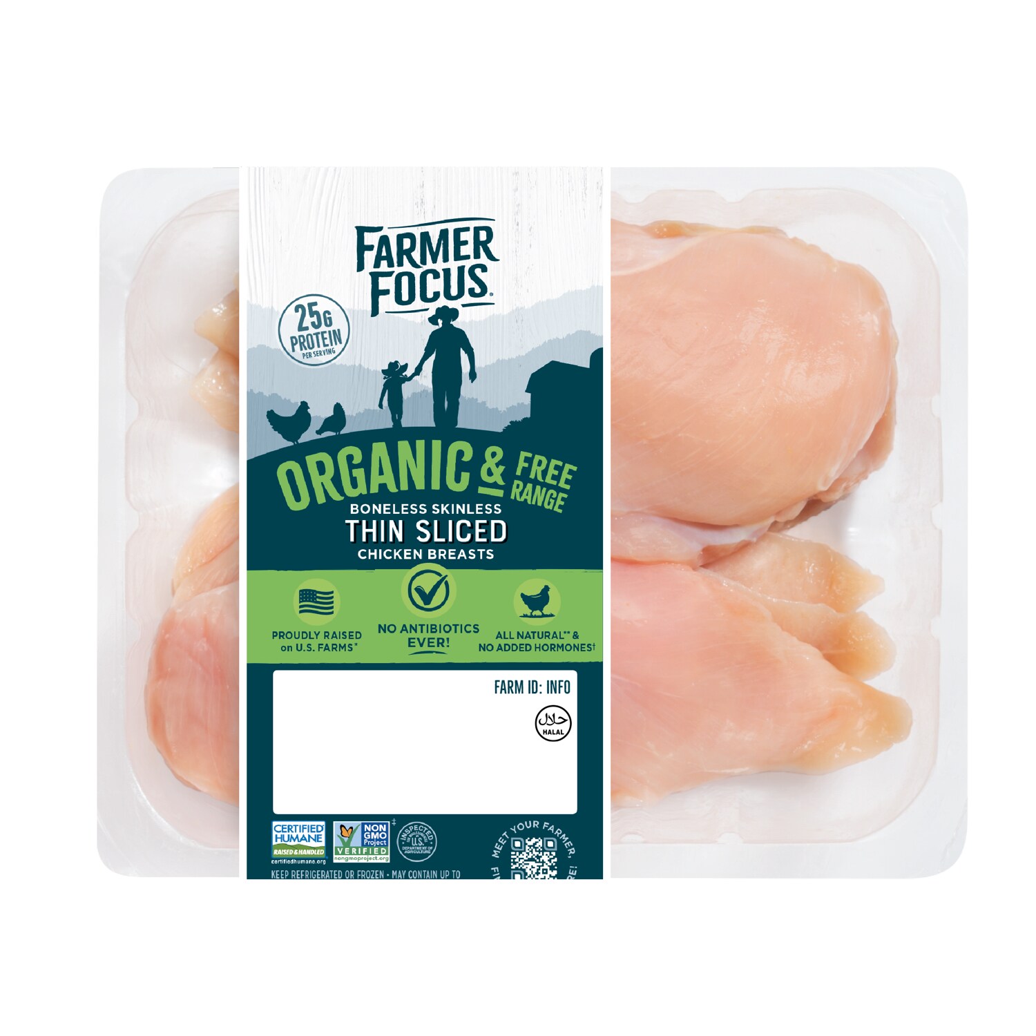 Farmer Focus Organic Boneless Skinless Thin-Sliced Chicken Breast, image 1 of 2 slides