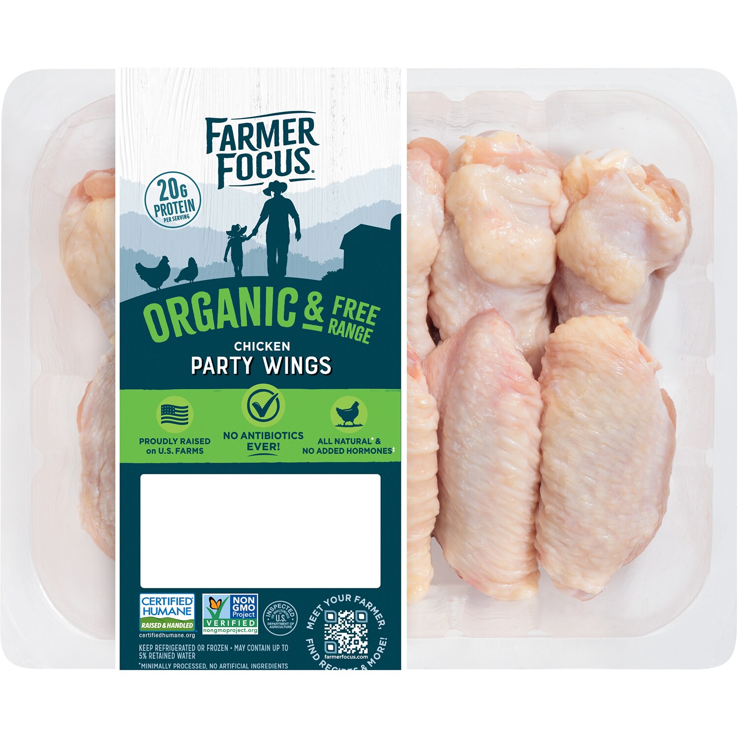 Farmer Focus Organic & Free Range Chicken Party Wings, Frozen