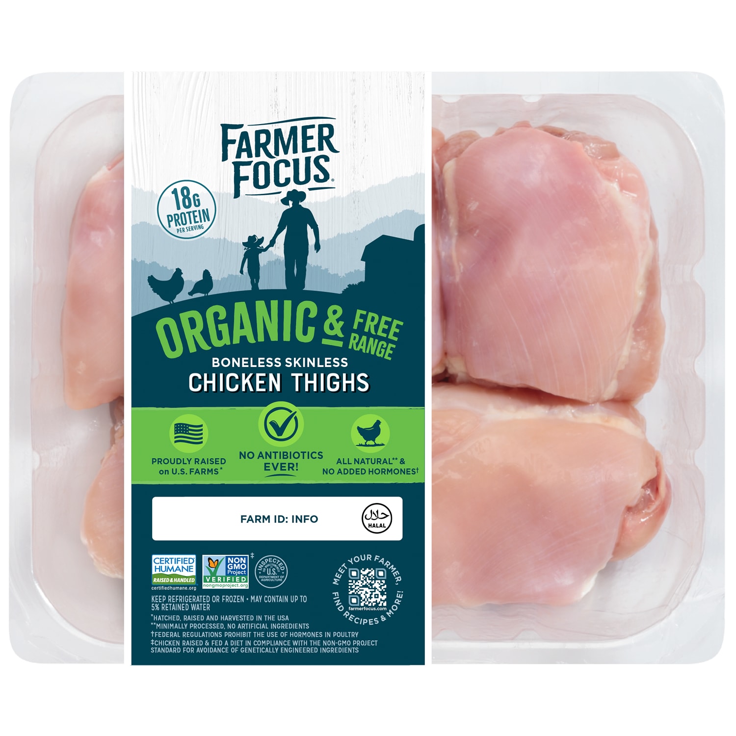 Farmer Focus Organic Boneless Skinless Chicken Thighs
