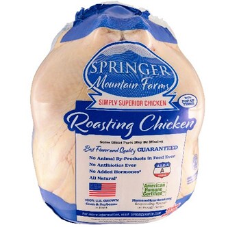 Springer Mountain Farms Whole Large Roasting Chicken, Raised w/o Antibiotics 