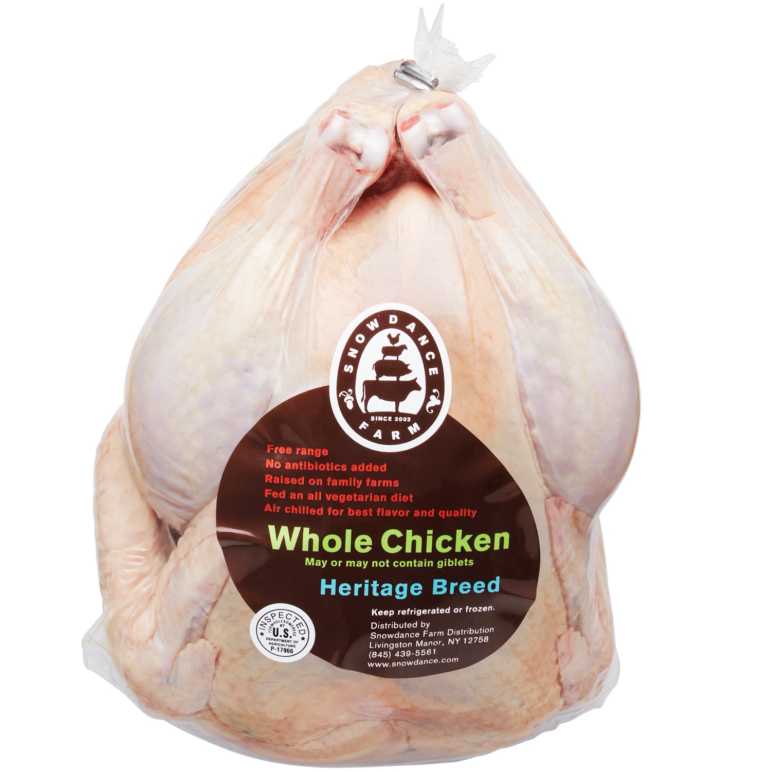 Snowdance Farm Local Heritage Slow-Growth Chicken, Air-Chilled, Raised w/o Antibiotics