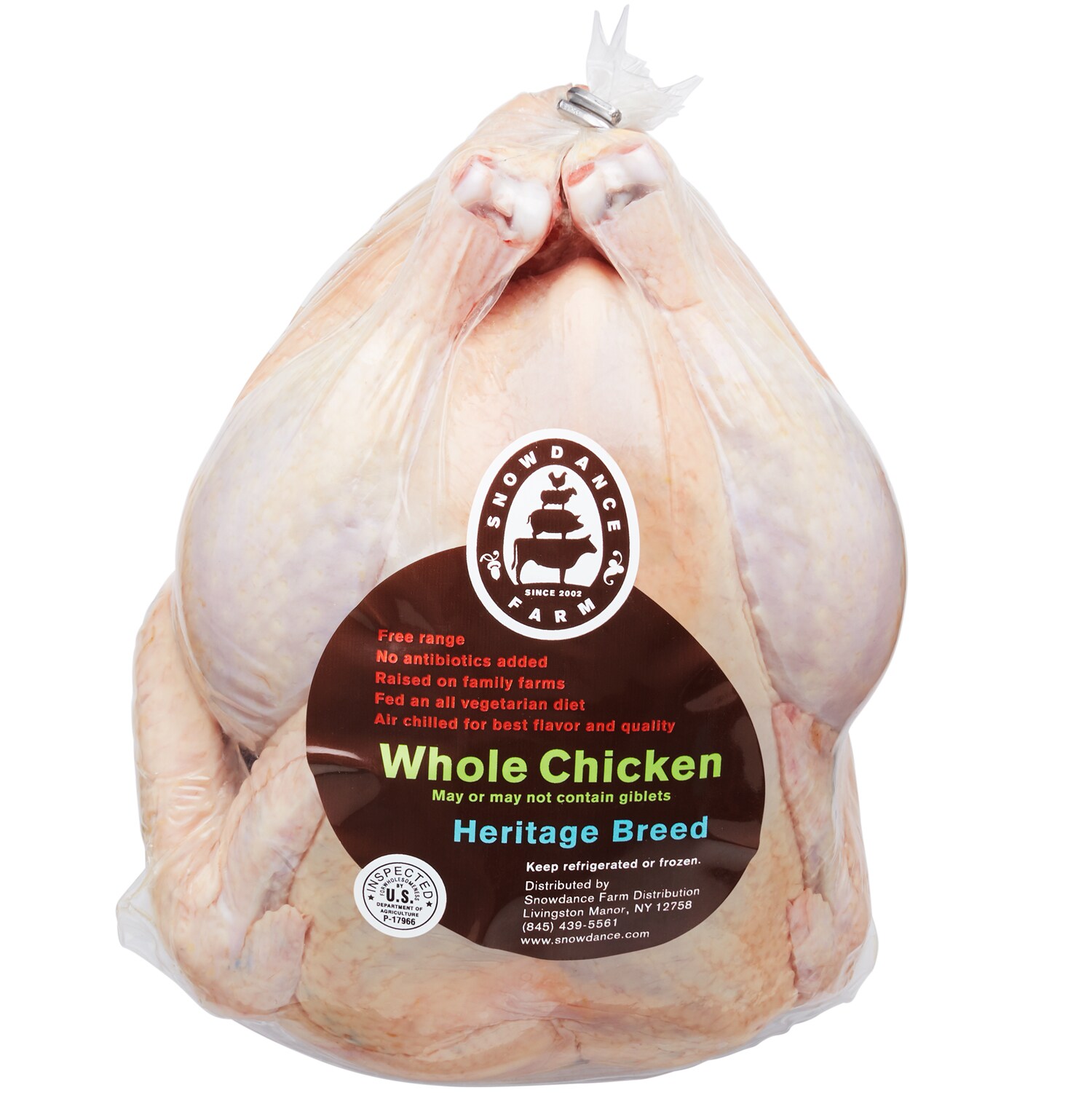 Snowdance Farm Local Heritage Slow-Growth Chicken, Air-Chilled, Raised w/o Antibiotics