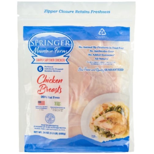 Springer Mountain Farms Individually Wrapped Boneless Skinless Chicken Breasts, Raised w/o Antibiotics