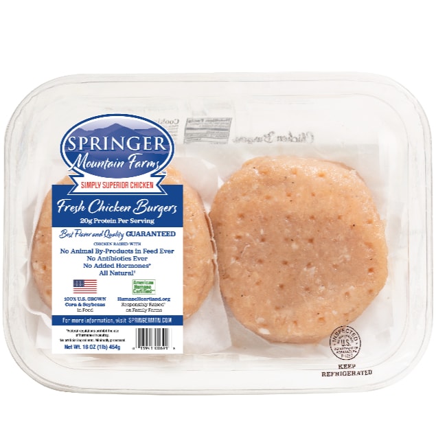 Springer Mountain Farms Seasoned Chicken Burgers, Raised w/o Antibiotics