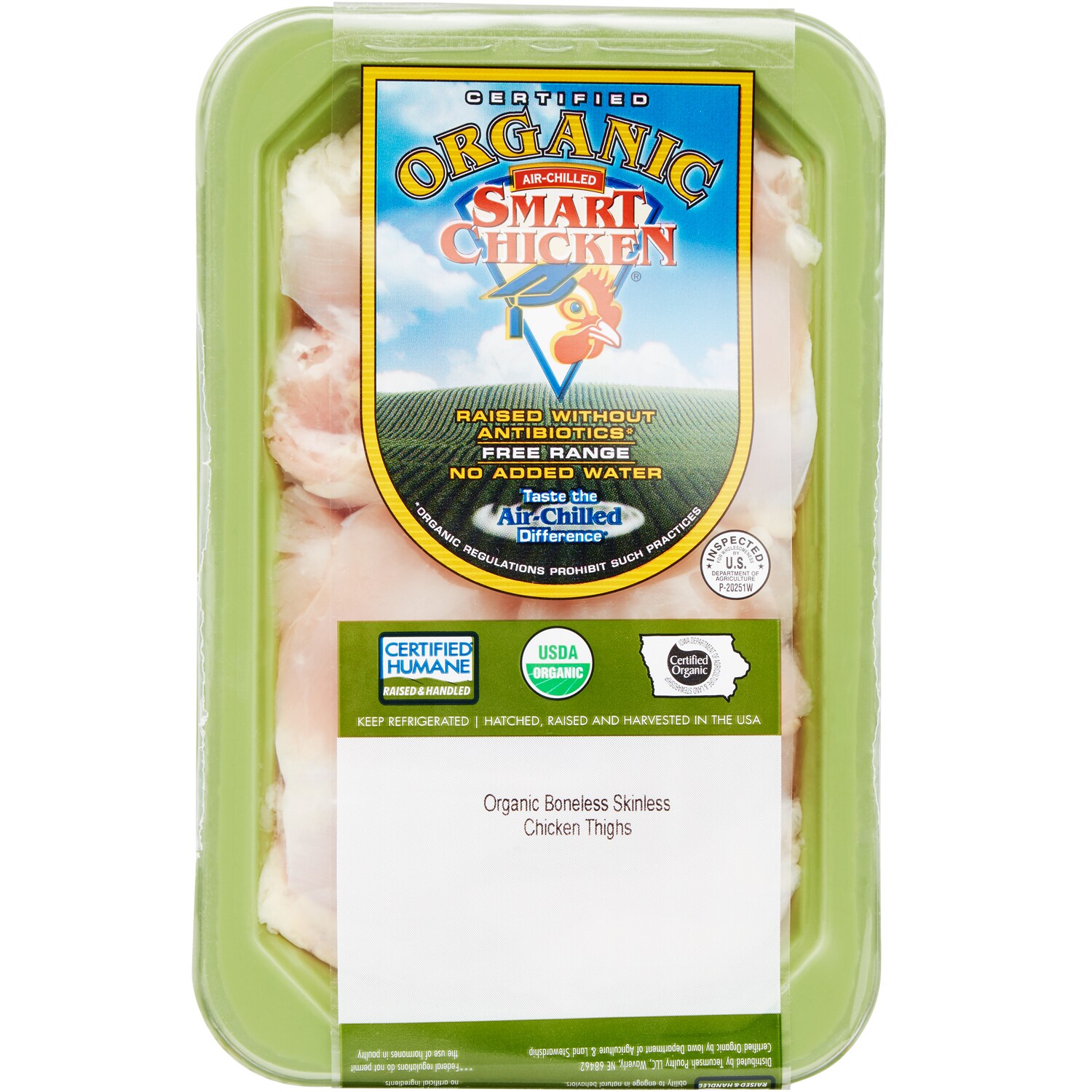 Smart Chicken Individually Portioned Organic Boneless Skinless Chicken Thigh, Air-Chilled