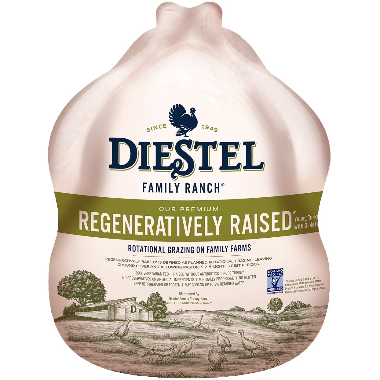 Diestel Family Ranch Regenerative Raised Whole Turkey, Non-GMO w/o Antibiotics, Fresh (10-12LB)