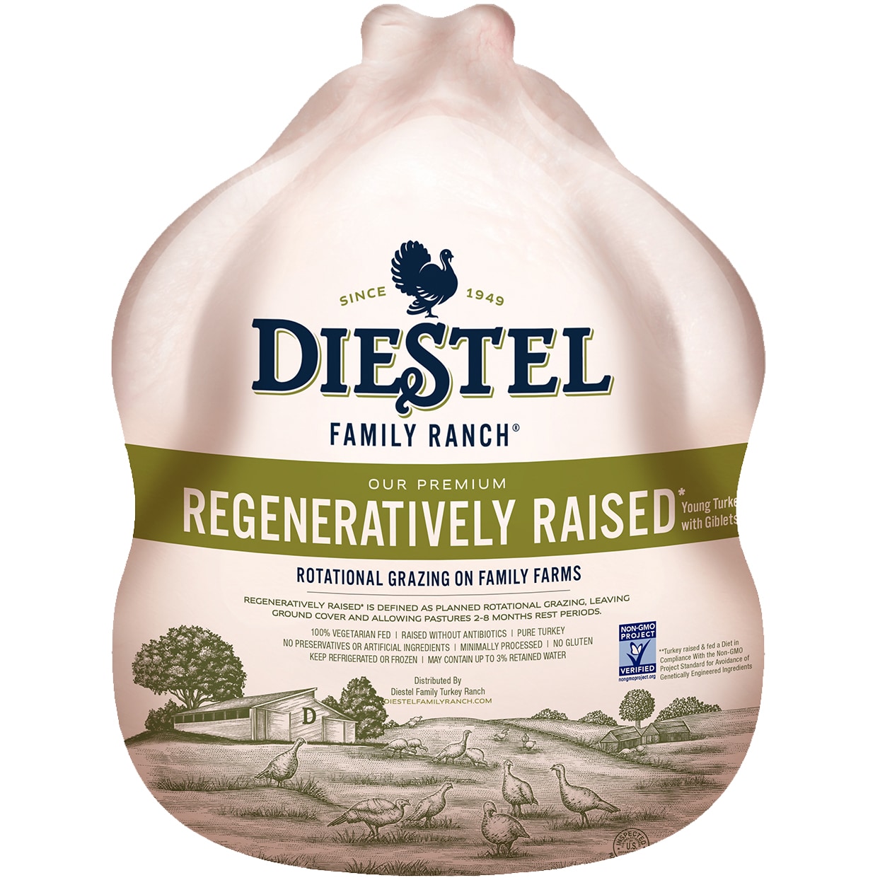 Diestel Family Ranch Regenerative Raised Whole Turkey, Non-GMO w/o Antibiotics, Fresh (10-12LB)