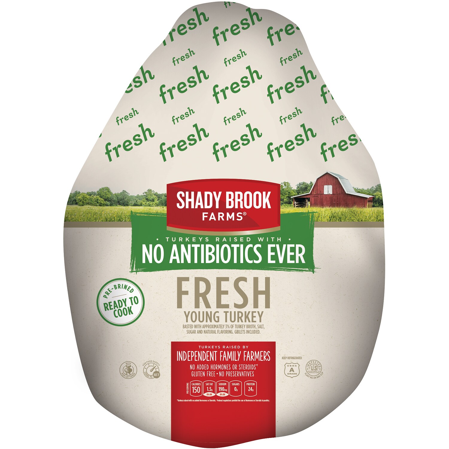 Shady Brook Farms Whole Turkey, Raised w/o Antibiotics, Fresh 