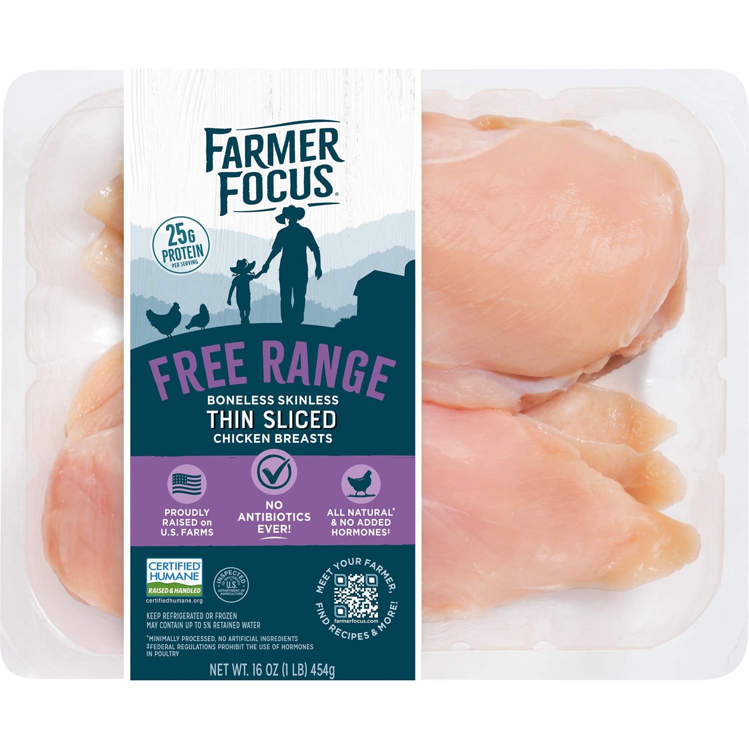 Farmer Focus Boneless Skinless Thin-Sliced Chicken Breasts