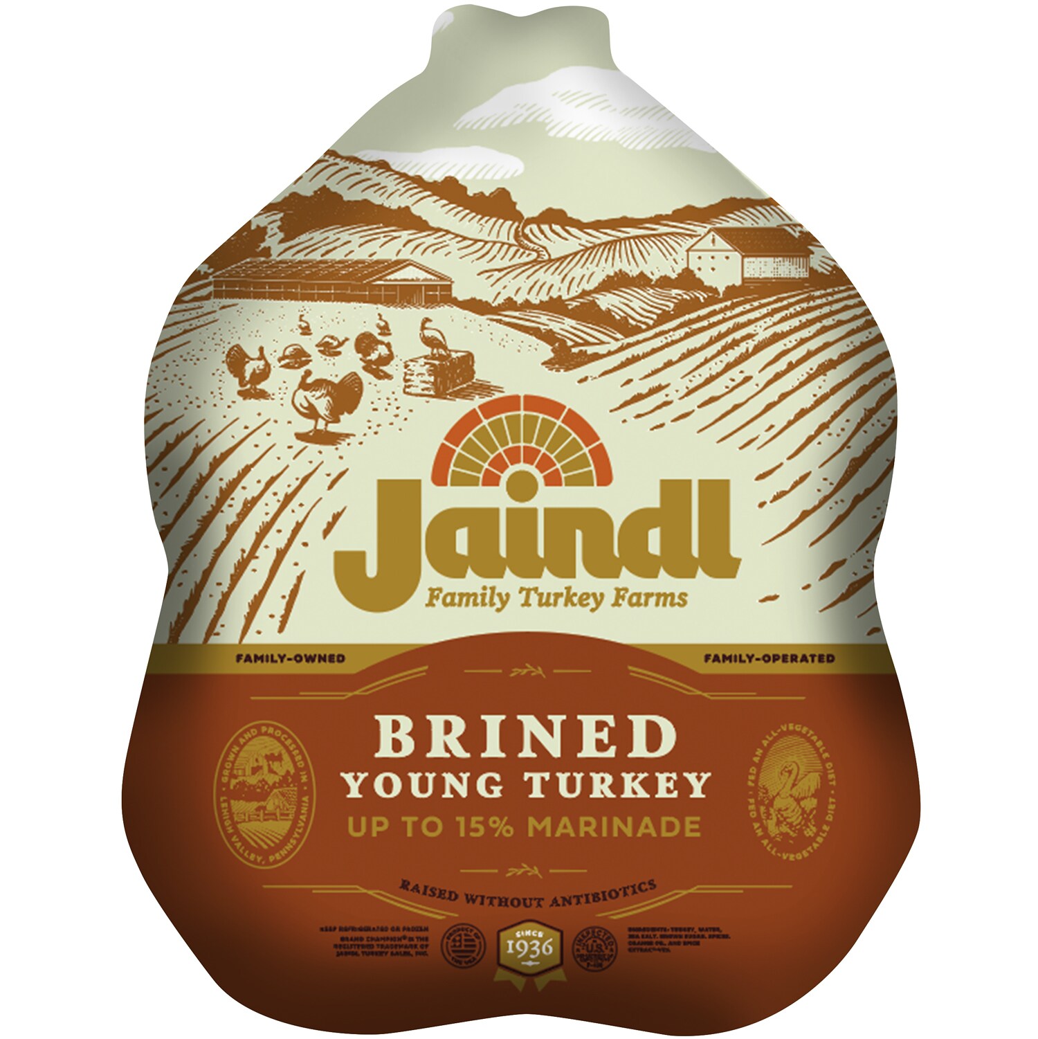 Jaindl Farms Local Whole Turkey, Raised Without Antibiotics, Brined (14-16LB)