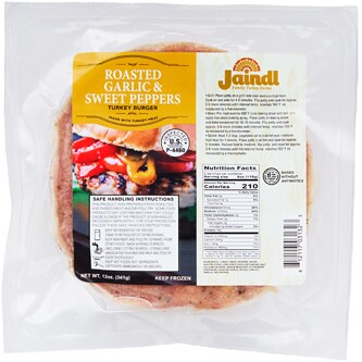 Jaindl Farms Turkey Burgers, Roasted Garlic & Sweet Peppers, Frozen
