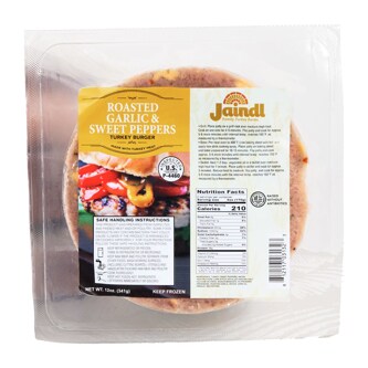 Jaindl Farms Turkey Burgers, Roasted Garlic & Sweet Peppers, Frozen